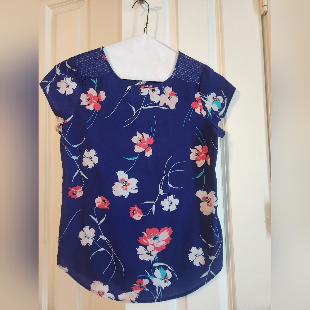 Van Heusen Navy Floral Blouse